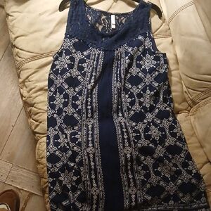 Xhilaration Navy Blue Lace Blouse